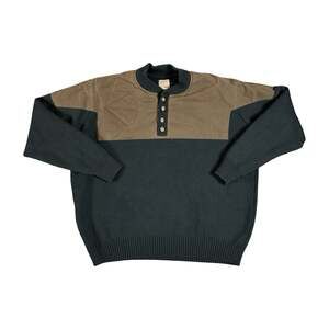 Vintage Filson Mens Wool and Leather Sweater XL Colorblock Knit Pullover Jacket